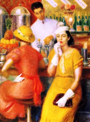 The Soda Fountain Oil painting by William Glackens