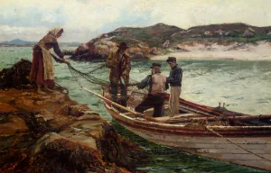 Landing The Catch by William Henry Bartlett Oil Painting