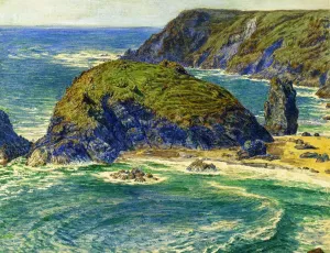 Asparagus Island, Kynance, Cornwall aka Asparagus Island by William Holman Hunt Oil Painting
