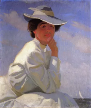 In the Sunlight: Portrait of the Artist's Wife by William Mcgregor Paxton Oil Painting