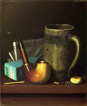 Still Life with Pipe, Mug and Newspaper by William Michael Harnett Oil Painting