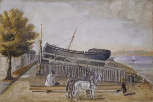 Berg's Ship Yard by William P. Chappel Oil Painting