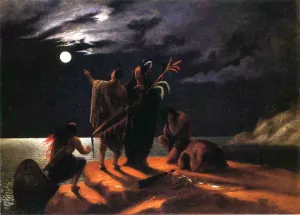 Indians Experiencing a Lunar Eclipse by William Rimmer Oil Painting