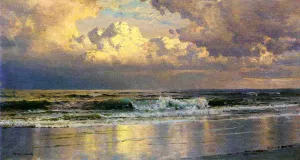 Beach at Atlantic City Oil painting by William Trost Richards