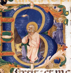 Initial B with David in Prayer by Zanobi Strozzi Oil Painting